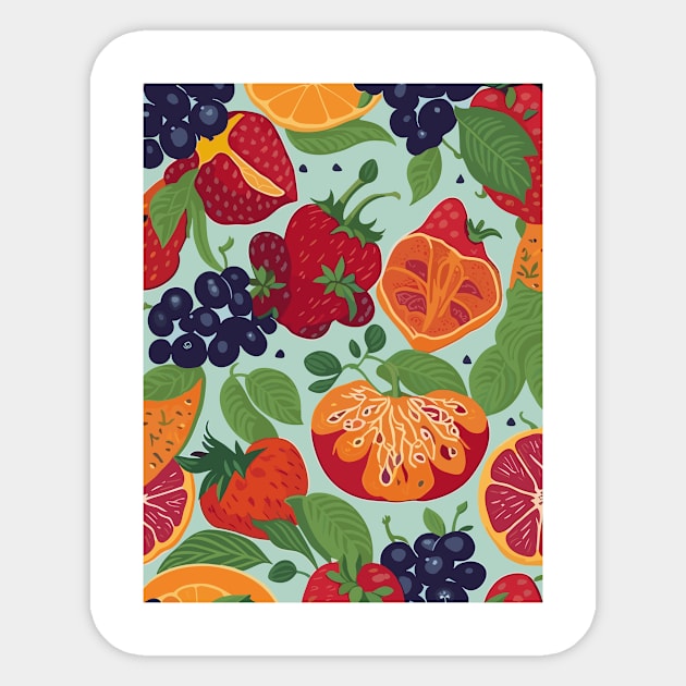 Fruits pattern tee Sticker by Nad2em